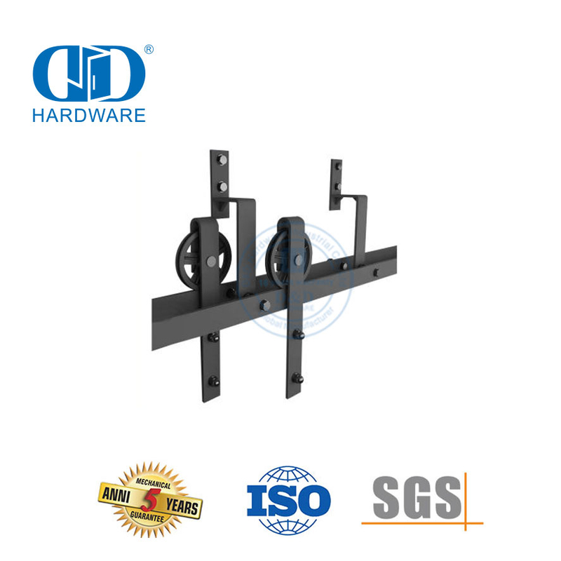 Aço inoxidável acabamento preto metal deslizante porta do celeiro slide hardware de construção acessórios porta ferragem faixa Set-DDBD021