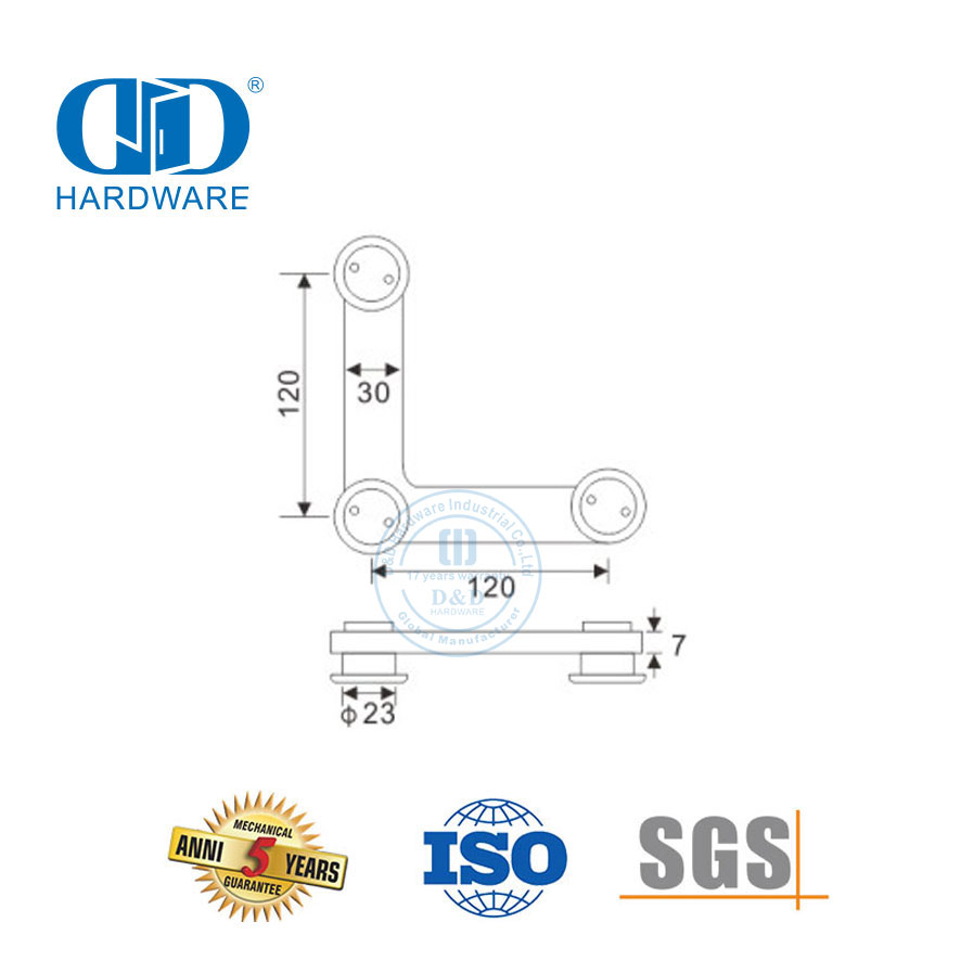 Painel lateral de aço inoxidável sobre painel pivô de vidro hardware porta de vidro Pivot-DDGP014
