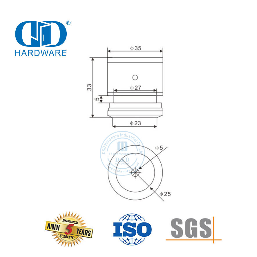 Rolo de fixação de ponto único de aço inoxidável, conector de porta de vidro, porta deslizante Fitiings-DDGP026