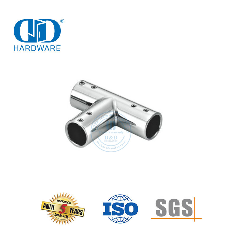 Conector de tubo redondo de aço inoxidável, sistema de cubículo de chuveiro comercial, suporte de painel de vidro Connector-DDSC036