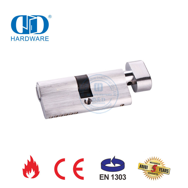 Cilindro de fechadura de banheiro com acabamento cromado acetinado com certificação EN 1303-DDLC007-70mm-SC