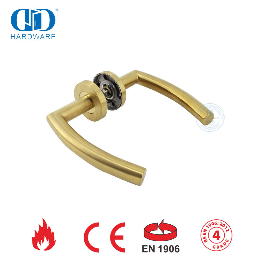 Puxadores de alavanca de porta externa comercial de latão acetinado de aço inoxidável-DDTH011-SB