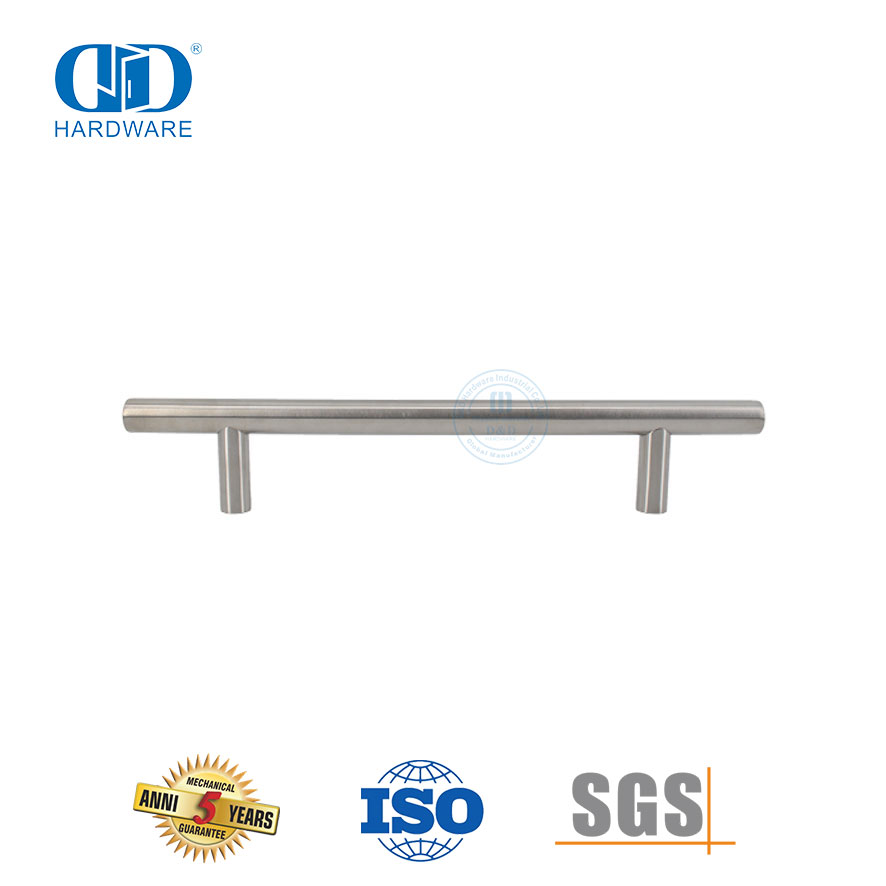 Maçaneta moderna de aço inoxidável com barra T prateada para porta de banheiro para porta de vidro-DDPH031-SSS
