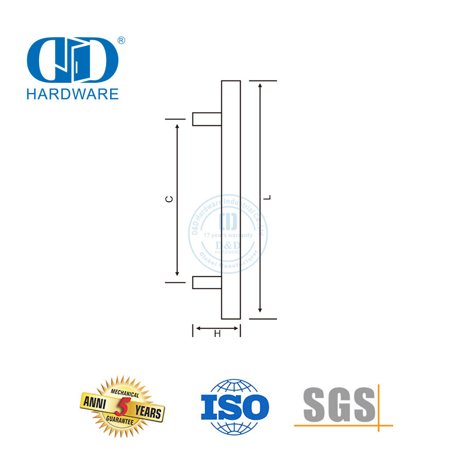 Puxador de aço inoxidável espelhado polido para porta de vidro comercial-DDPH016-A Φ25-PSS