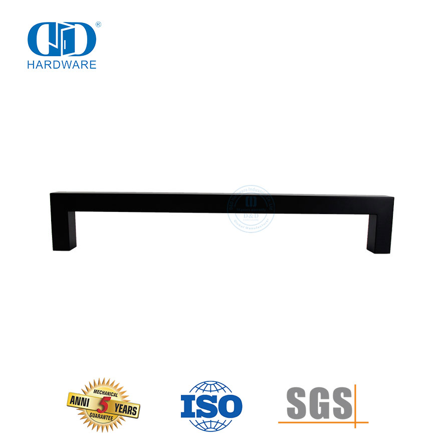 Puxador quadrado de aço inoxidável de 12x12mm para porta de vidro exterior do banheiro-DDPH034-MB