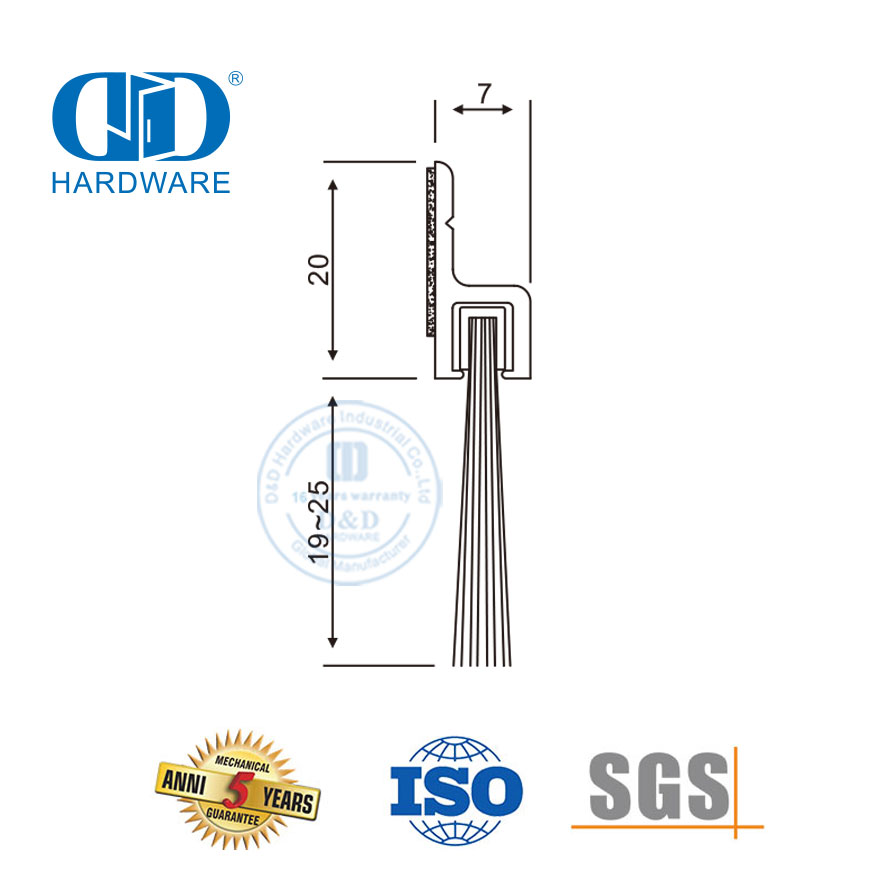 Anylon escova selo transportador de alumínio autoadesivo automático à prova de ar frio porta deslizante varredura Seal-DDBS004