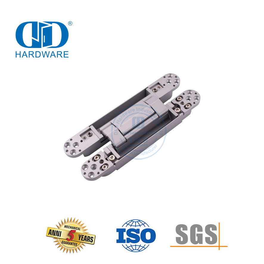 Fornecimento da China Liga de zinco 3D oculta cruz oculta fechamento suave ajuste silencioso dobradiça de madeira de aço comercial de 180 graus-DDCH008-G120