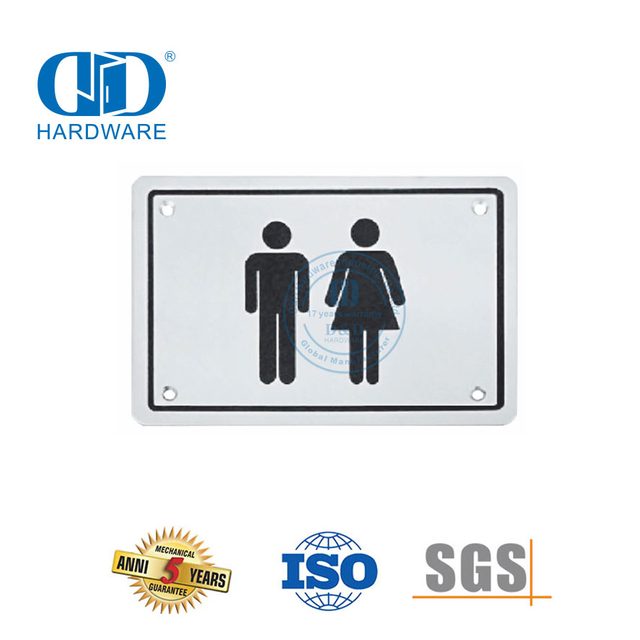 Placa de sinal tipo quadrado de aço inoxidável, unissex, banheiro público, porta de banheiro, Plate-DDSP003