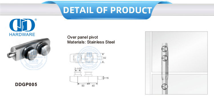 Aço inoxidável sobre painel pivô remendo encaixe pivô hardware de vidro-DDGP005