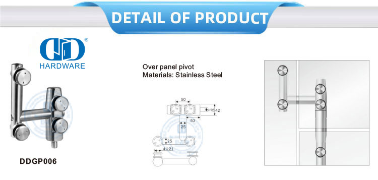 Porta de vidro de aço inoxidável pivô acessório de móveis porta deslizante de pivô superior Hardware-DDGP006