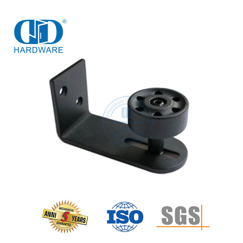 Guia de piso ajustável preto de aço inoxidável para porta deslizante de parede de celeiro Bottom-DDBD080