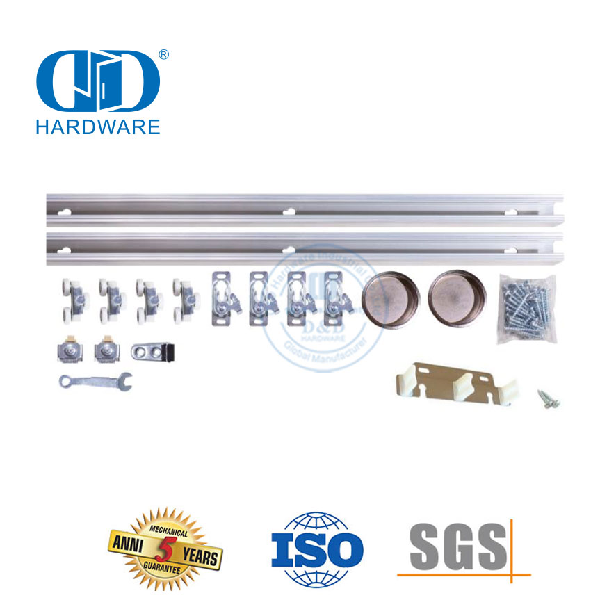 Aço inoxidável estilo moderno bypass ferragem porta do celeiro porta deslizante trilha móveis Hardware-DDBD069