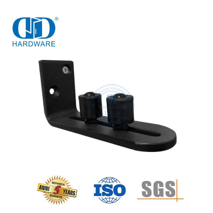 Guia de piso para porta de celeiro deslizante, aço inoxidável preto ajustável em aço carbono-DDBD084