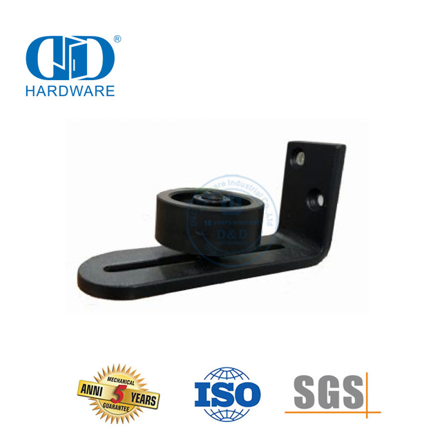 Universal de aço inoxidável preto ajustável porta do celeiro piso inferior rolo guia escondido porta do celeiro Hardware-DDBD082