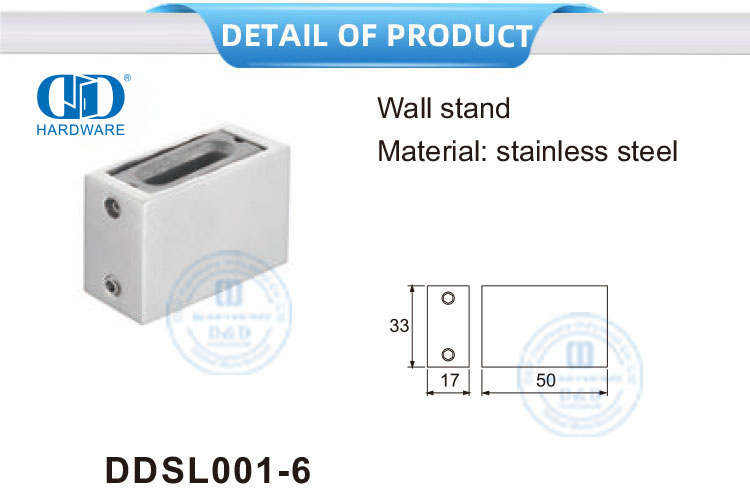 Suporte de parede para porta deslizante de hardware de vidro de aço inoxidável-DDSL001-6