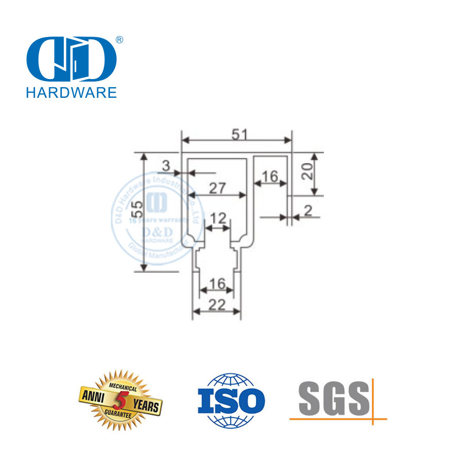 Hardware de aço inoxidável para construção de escritórios de hotel, ferro, vidro, porta deslizante, tubo para banheiro-DDGS144
