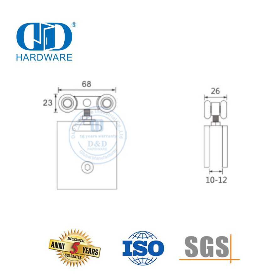 Braçadeira de porta de alta segurança, aço inoxidável, acessórios de vidro de alumínio, hardware de banheiro, rolo de porta de chuveiro para porta deslizante-DDGS138