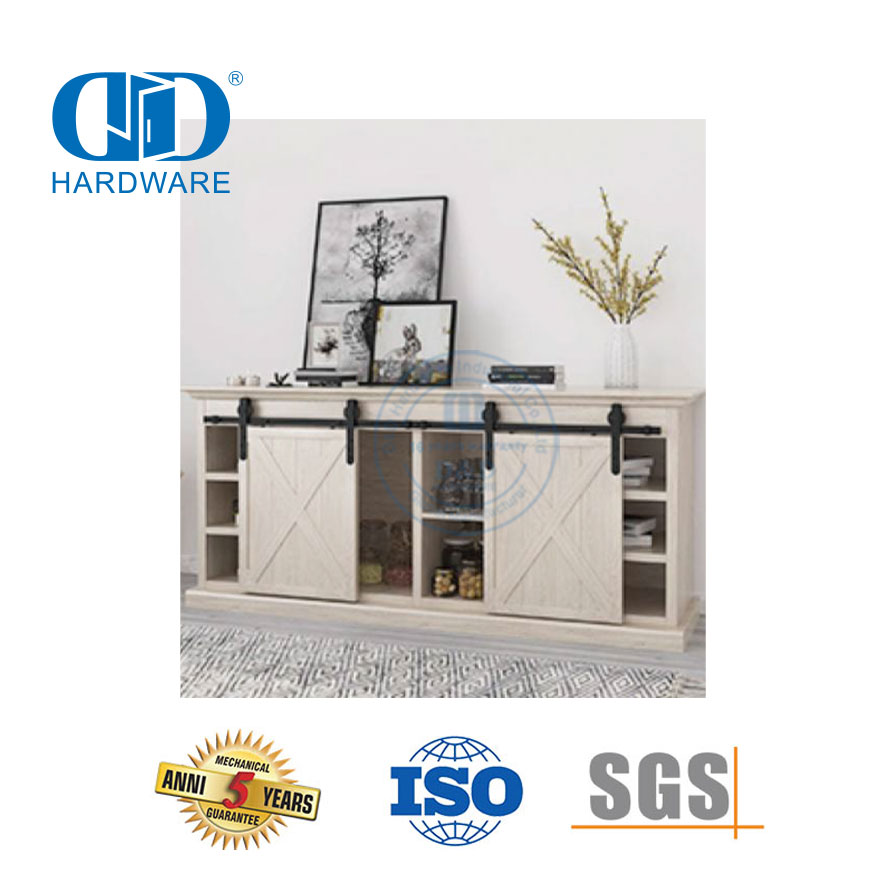 Hardware de construção de aço inoxidável preto mini deslizante celeiro porta de madeira para armário e tv Stand-DDBD031