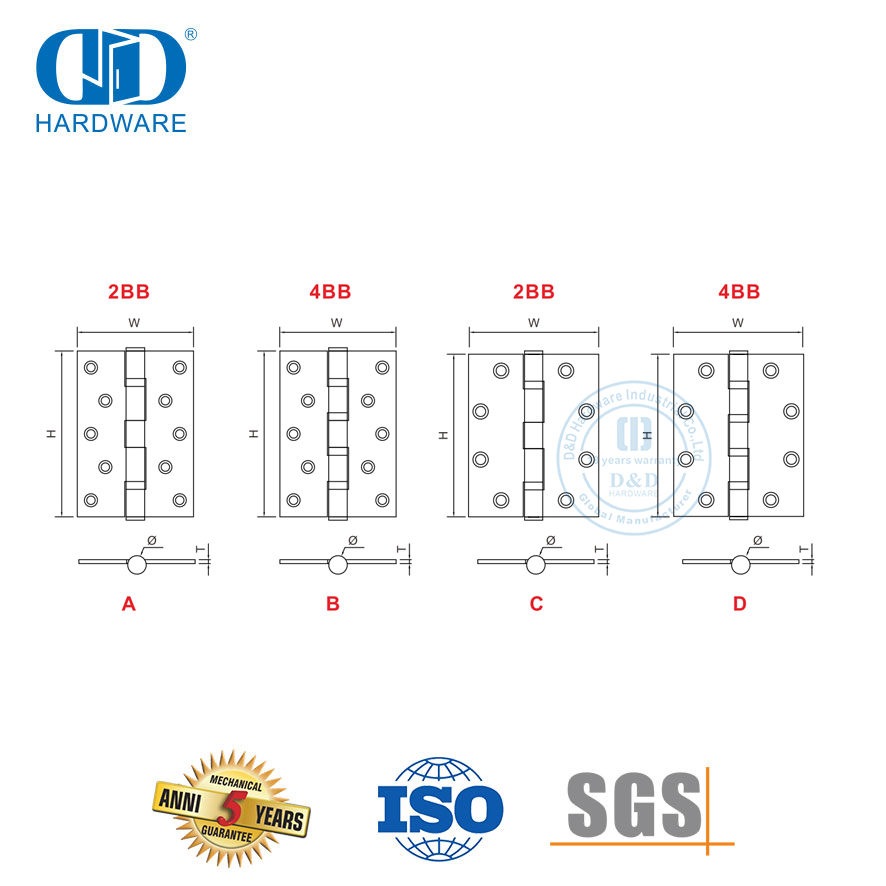 Dobradiça de porta com rolamento de esferas de aço inoxidável de alta qualidade-DDSS011-B