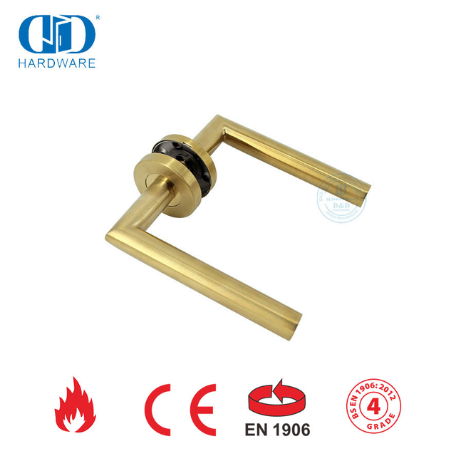 Acessórios de segurança para fechadura de porta em latão acetinado EN 1906 Alavanca dourada Handles-DDTH003-SB