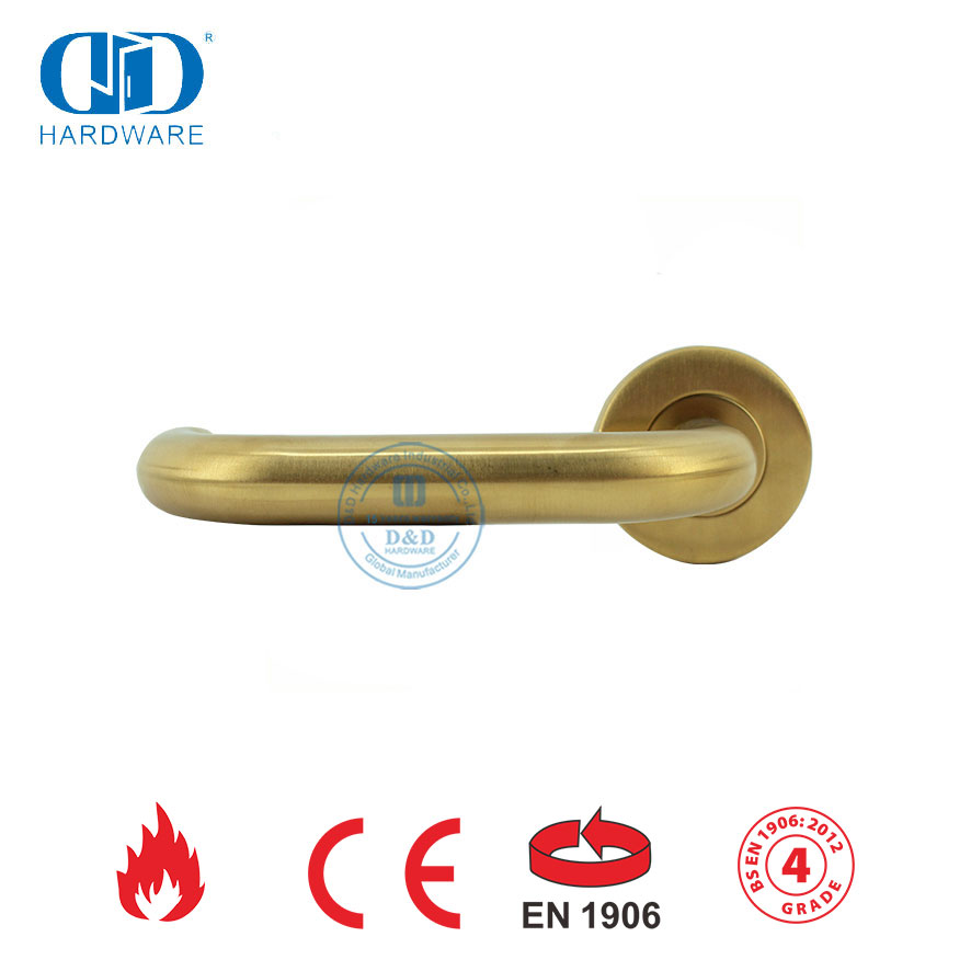 Hardware decorativo personalizado EN 1906 Porta de entrada em latão acetinado Handles-DDTH001-SB