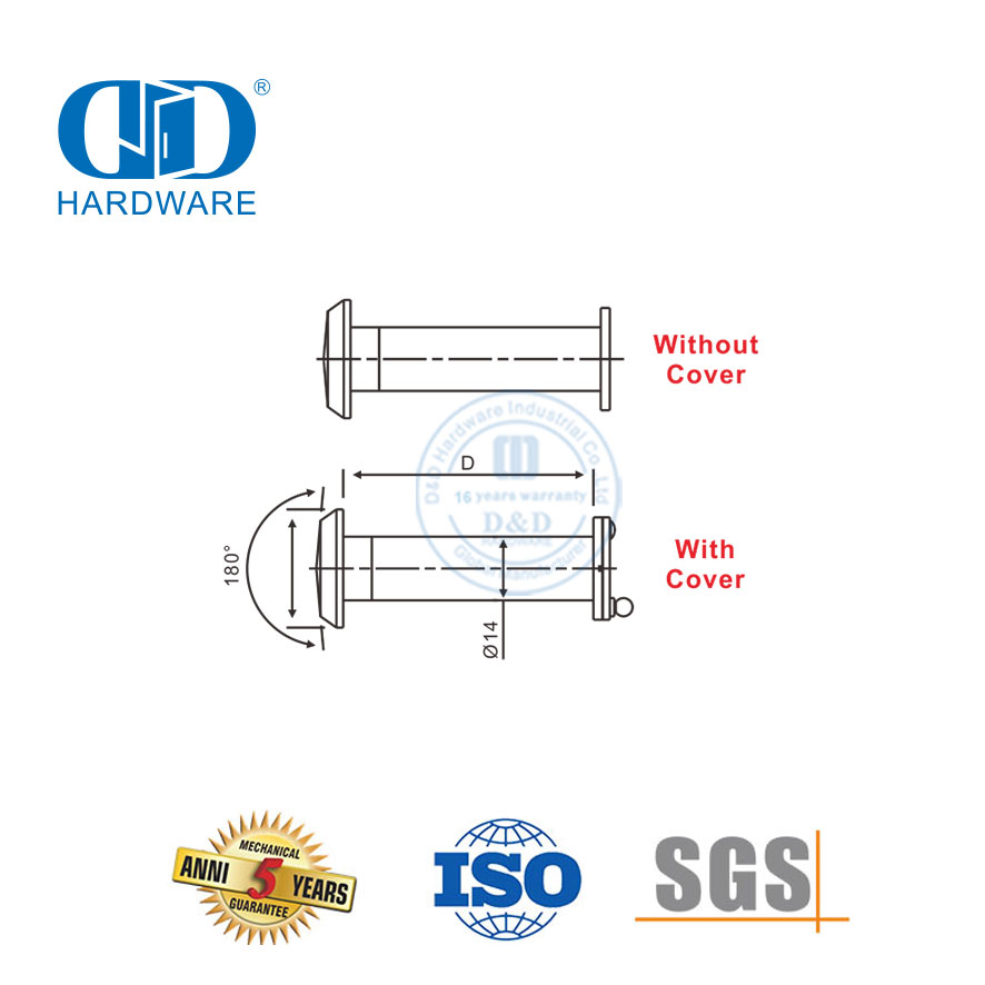 Visualizador de peephole de porta de bronze de cobre antigo com capa e lente de vidro-dddv002