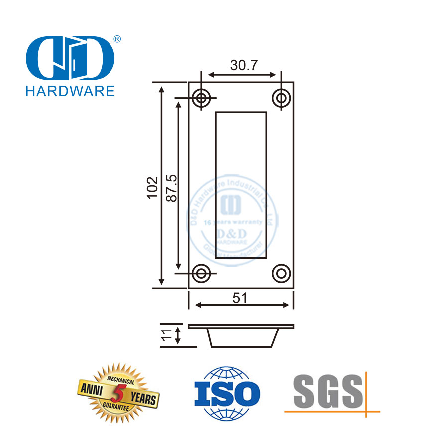 O gabinete de montagem embutida oculto puxa maçanetas da porta da gaveta deslizante embutida-DDFH010