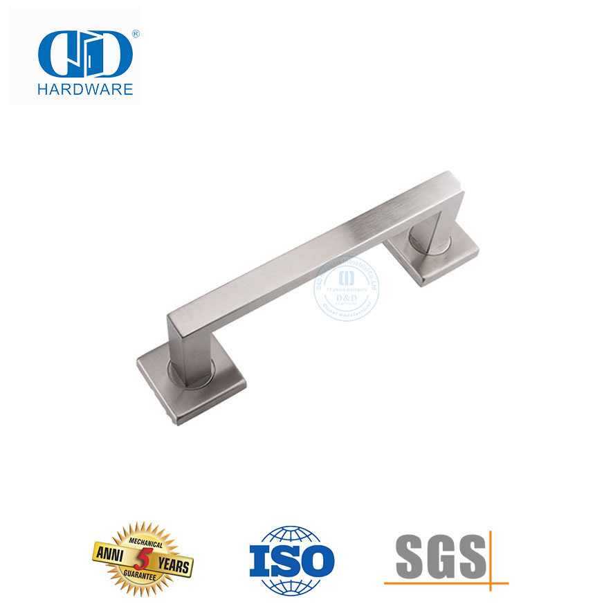 Punho quadrado de aço inoxidável com acabamento acetinado, puxador de lado único para portas de metal de vidro comercial-DDPH035