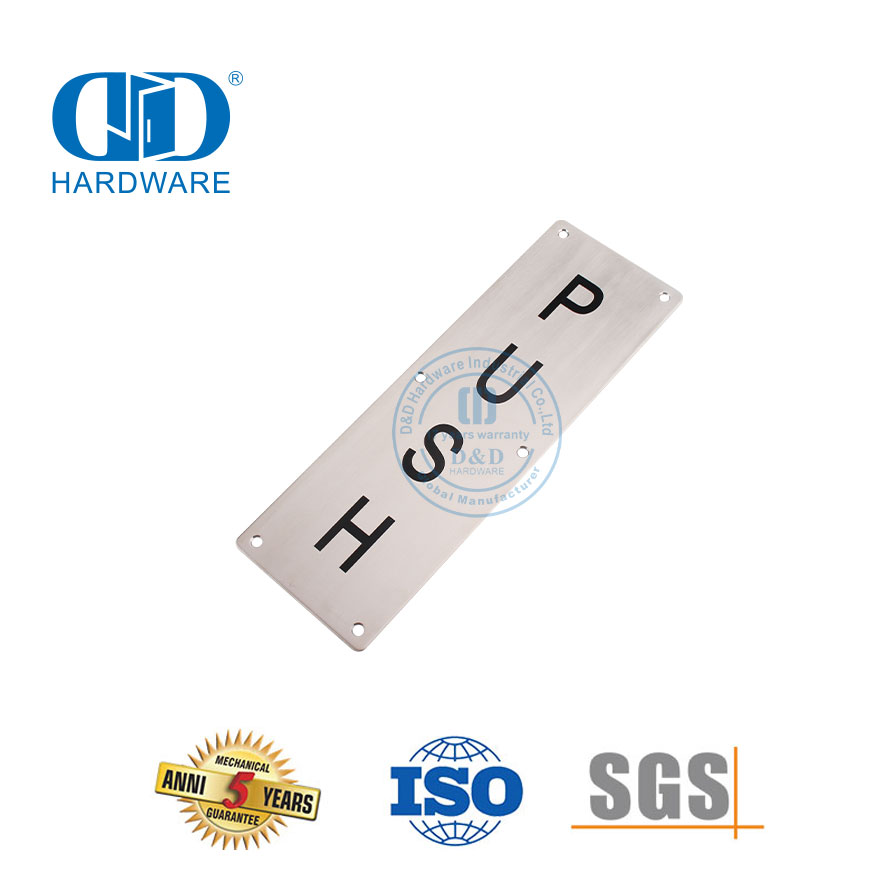 Placa de sinal quadrada de aço inoxidável, placa de pressão para porta de banheiro, banheiro, assinatura Plate-DDSP004
