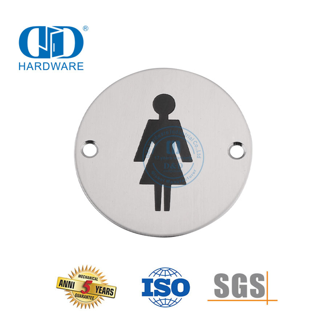 Sinais de banheiro símbolo de aço inoxidável banheiro placa de sinal feminino banheiro porta sinal Plate-DDSP002