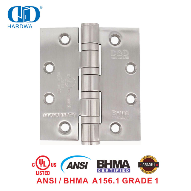 Dobradiça de porta interna comercial com certificado BHMA UL com classificação de fogo em aço inoxidável resistente para móveis destacáveis ​​-DDSS001-ANSI-1-5x4,5x4,8mm
