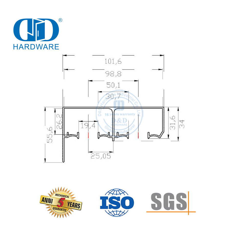 Aço inoxidável moderno silencioso bypass escondido deslizante porta do celeiro ferragem de aço garagem Hardware-DDBD070