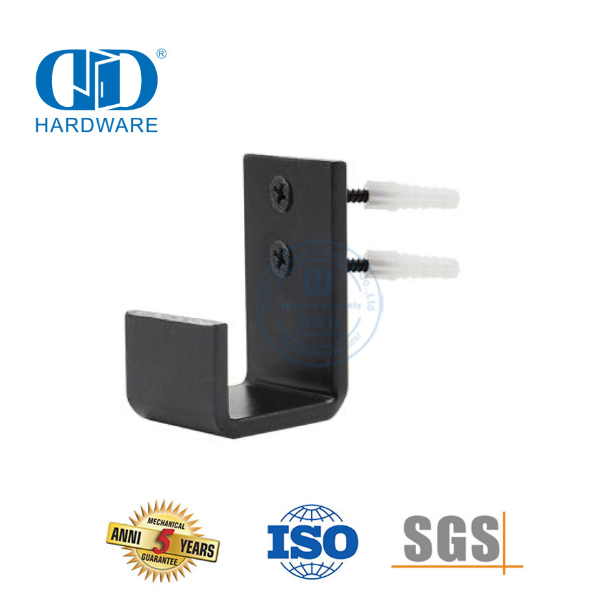 Aço inoxidável preto montagem na parede ajustável deslizante porta do celeiro ferragem piso guia porta piso inferior Guide-DDBD087