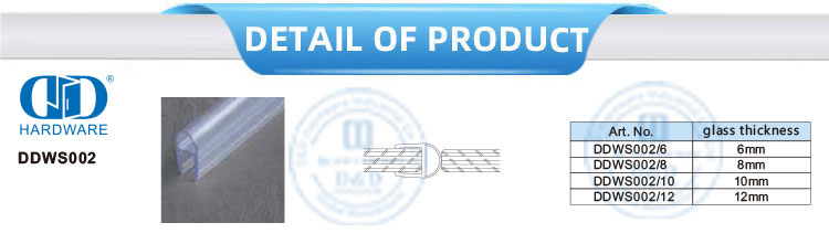 Acessórios de ferragem de vidro chuveiro porta deslizante banheiro pvc borracha impermeável vedação Strip-DDWS002