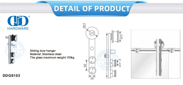Fornecedor de ferragens de aço inoxidável acessórios do banheiro porta deslizante rolo pendurado para Bathroom-DDGS103