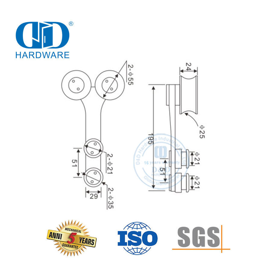 Conjunto de acessórios de vidro de aço inoxidável, cabide de porta deslizante, acessórios de banheiro, montagem de vidro para Bathroom-DDGS100