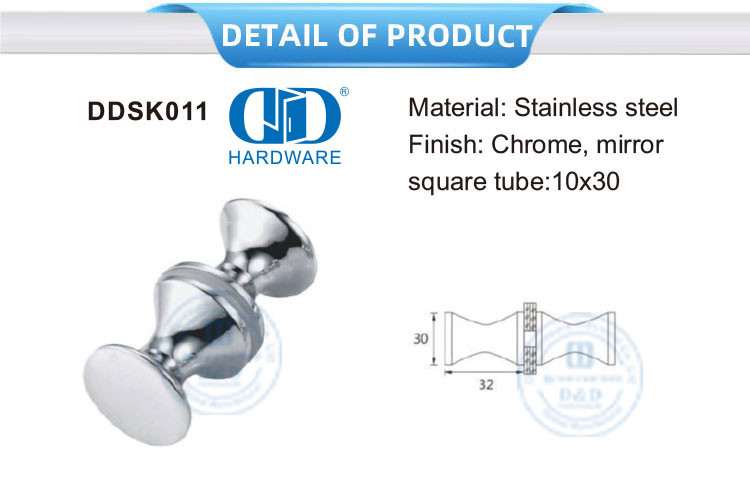 Móveis de aço inoxidável chuveiro cubículo botão ferragem chuveiro maçaneta da porta de vidro lidar com Knob-DDSK011