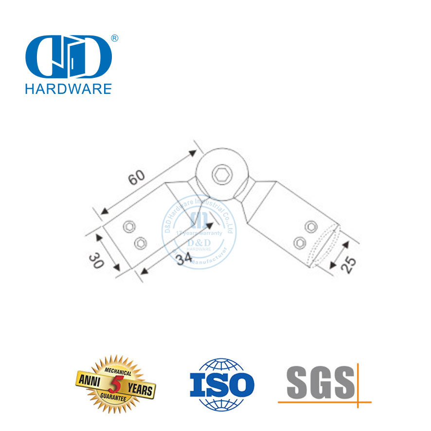 Conector de tubo redondo de aço inoxidável, suporte de banheiro, tubo de chuveiro, conectores de painel, acessórios de vidro-DDSC026