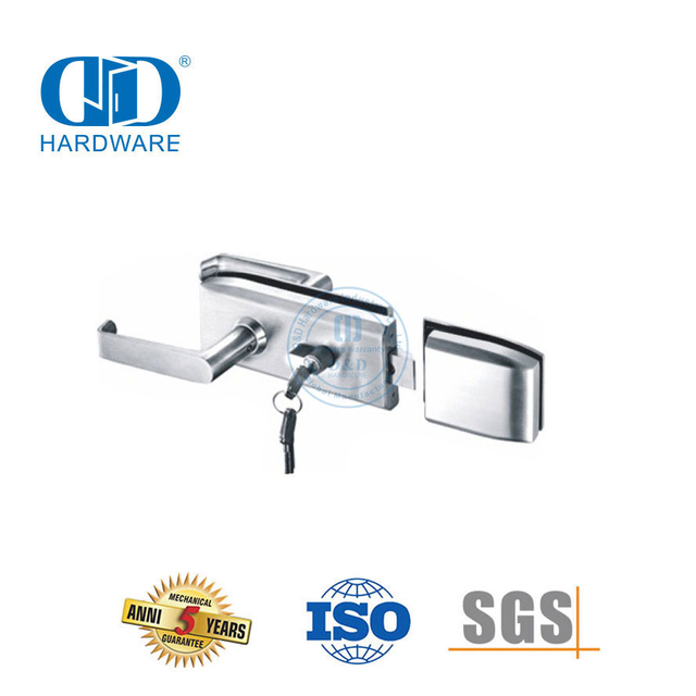 Alta segurança de aço inoxidável vidro montagem remendo ferragem porta lockset lidar com bloqueio para escritório School-DDGL002