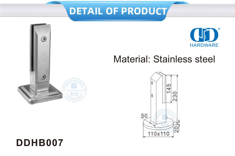 Escada de aço inoxidável rai peças trilhos de vidro balaustrada acessórios braçadeira torneira braçadeira de vidro Bracket-DDHB007