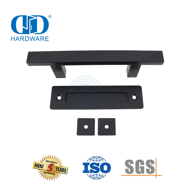 China fabricante de aço inoxidável fosco preto cozinha deslizante maçaneta da porta do celeiro conjunto maçaneta da porta dupla face-DDBD103 preto