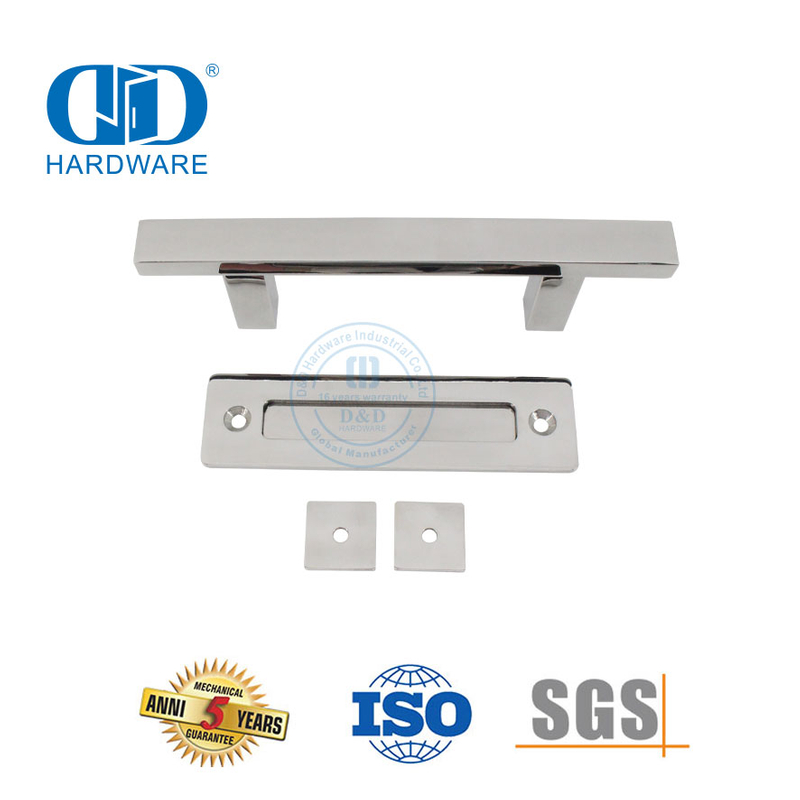 Aço inoxidável lavanderia doméstica porta deslizante ferragem pss acabamento maçaneta da porta do celeiro Set-DDBD103 PSS