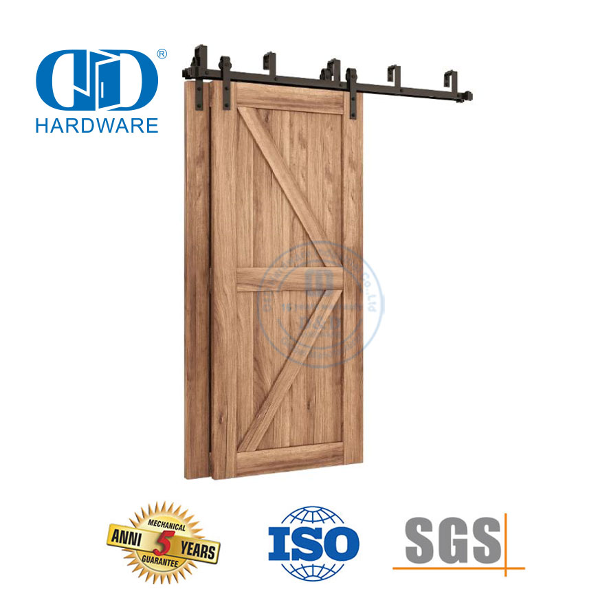Conjunto de rolos para porta de celeiro deslizante de madeira preto fosco oculto em aço inoxidável Hardware-DDBD022