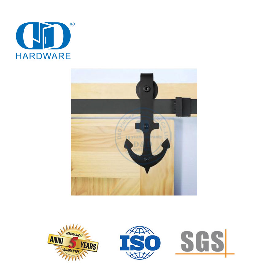 Aço inoxidável design moderno preto conjunto de fechadura da porta slide porta do celeiro ferragem faixa Set-DDBD011