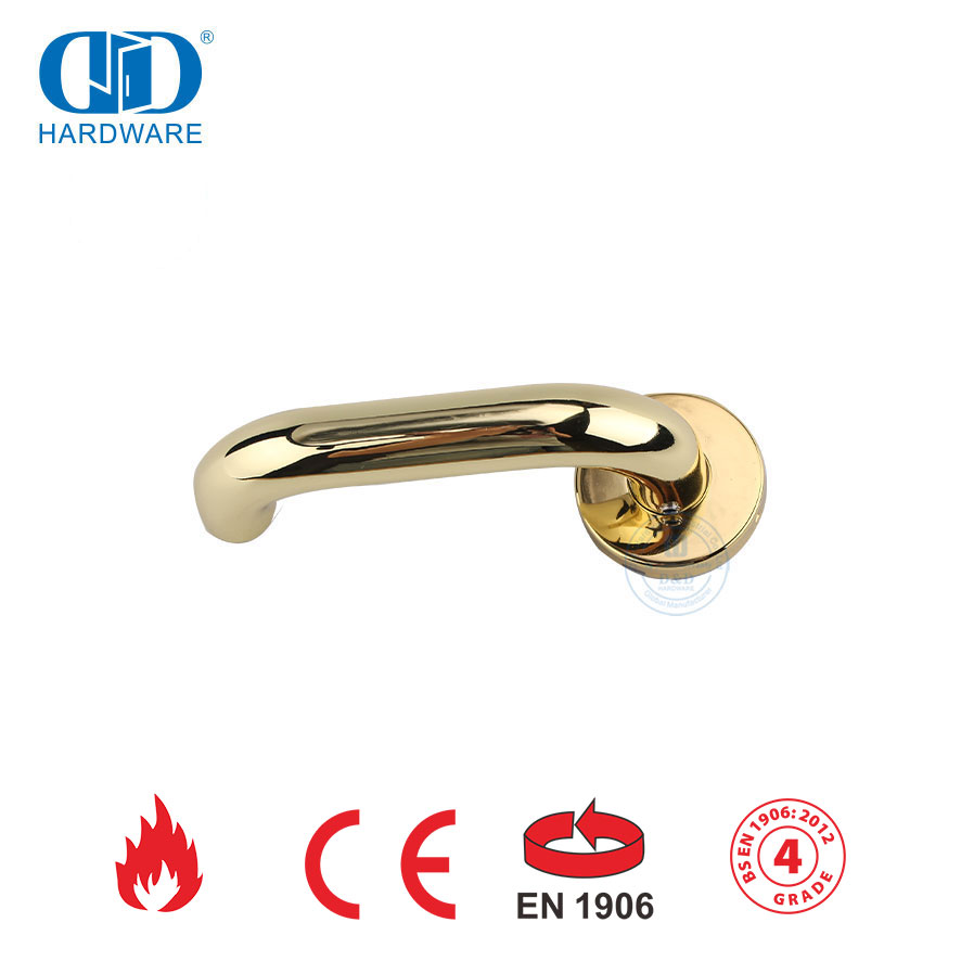 Maçaneta de aço inoxidável 304 BS EN 1906 para porta de madeira-DDTH001-PVD