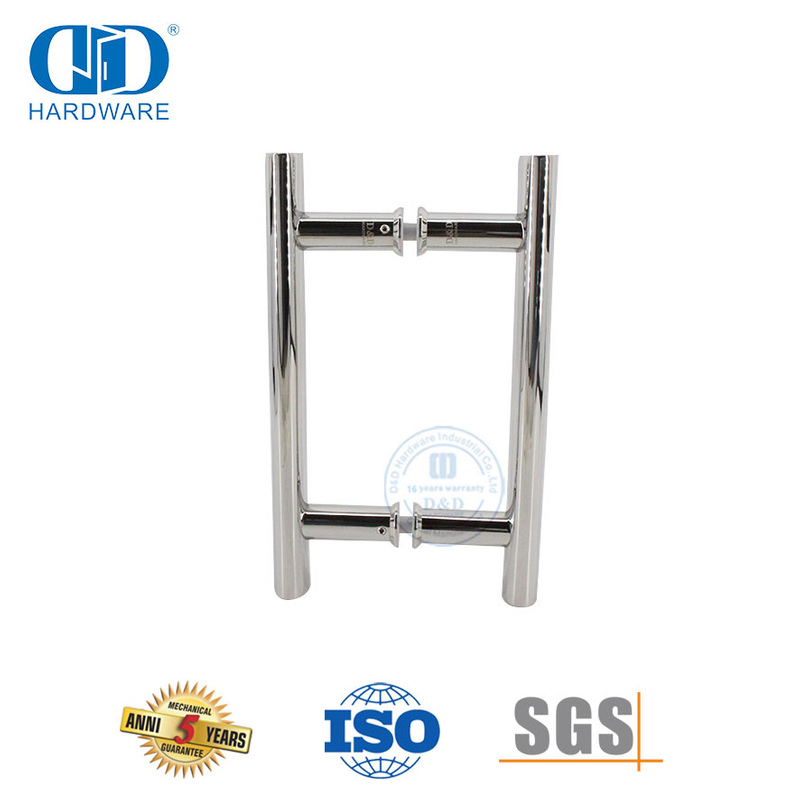 Tubo circular elegante e conveniente em forma de H de aço inoxidável 201 para porta de vidro do banheiro-DDPH001-A Φ25-PSS
