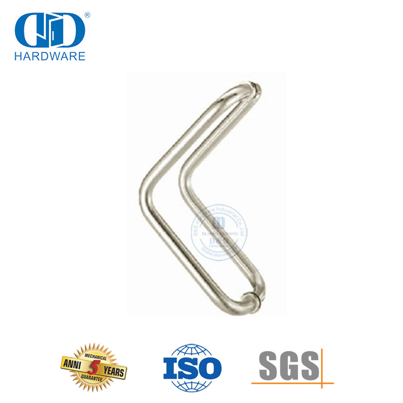 Alça de puxar estilo cotovelo costas com costas montada em vidro de aço inoxidável 316 acetinado-DDPH012
