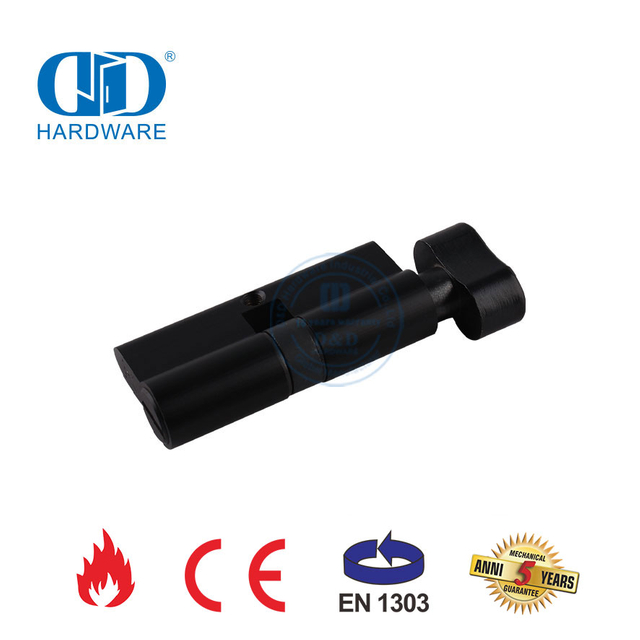 Cilindro sanitário de banheiro preto mate EN 1303 para porta de casa-DDLC007-70mm-MB