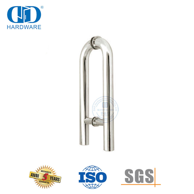 Tubo redondo de entrada grande puxador de porta de vidro em forma de U para banheiro-DDPH010