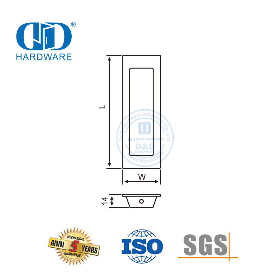 Montagem de móveis de aço inoxidável armário de cozinha gaveta guarda-roupa puxar flush handle-DDFH009-B